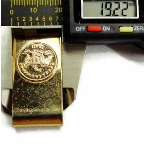 Money Clip Patriotic Eagle Wallet Credit Card Cash ID Holder Gold Tone Vtg - Picture 5 of 7